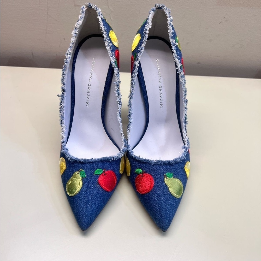 Embroidered Denim Heels with Fruit Accents for your perfect Italian Vacation - Picture 6 of 10
